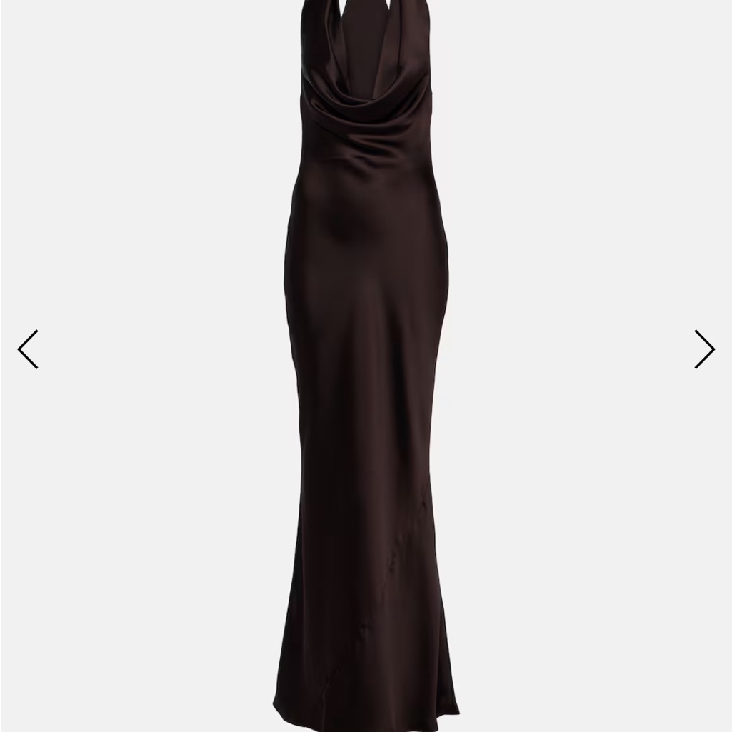 Norma Kamali Brown Satin Cowl Neck Maxi Dress